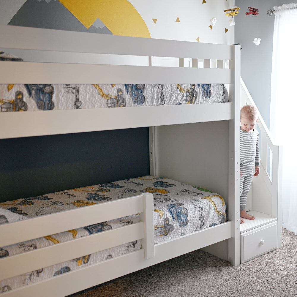 twin bunk beds with stairs