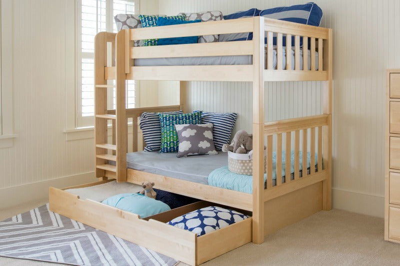 twin size bunk beds in natural finish