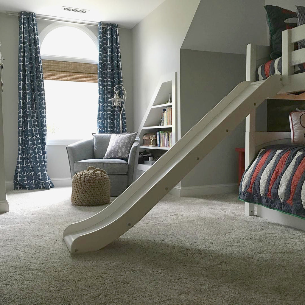 low bunk bed with slide 