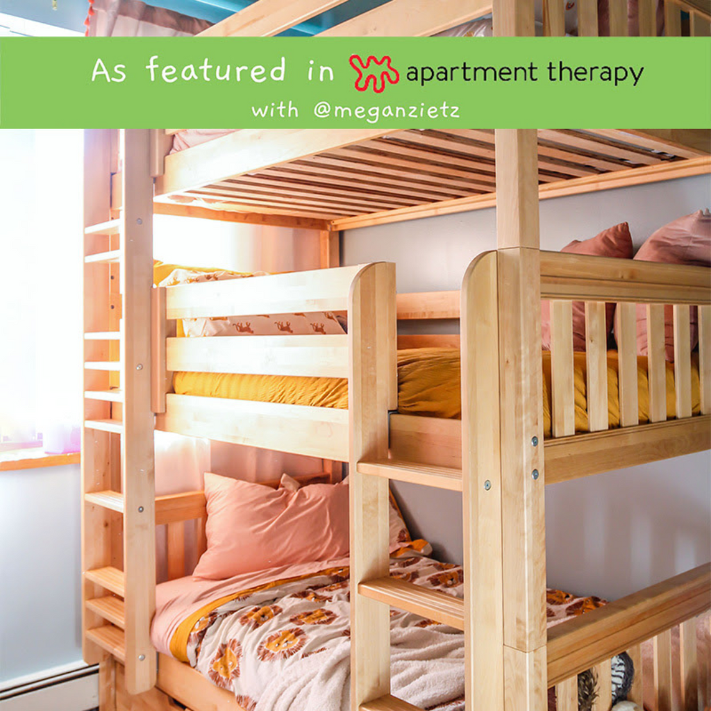 triple bunk bed for shared kids room featured in apartment therapy