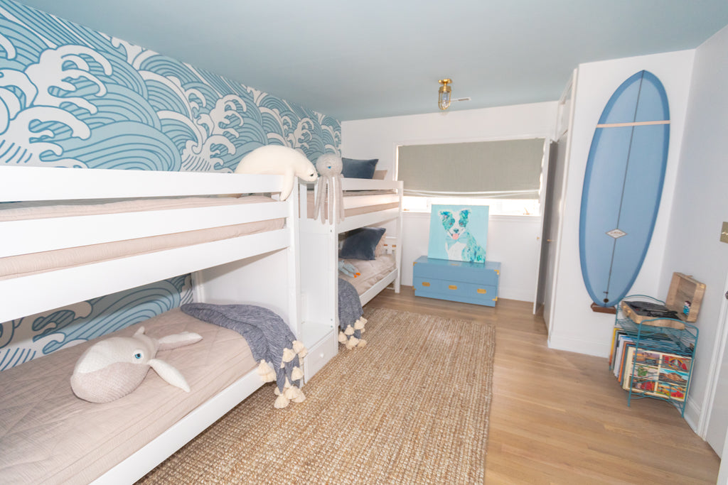 quadruple bunk bed surf room theme