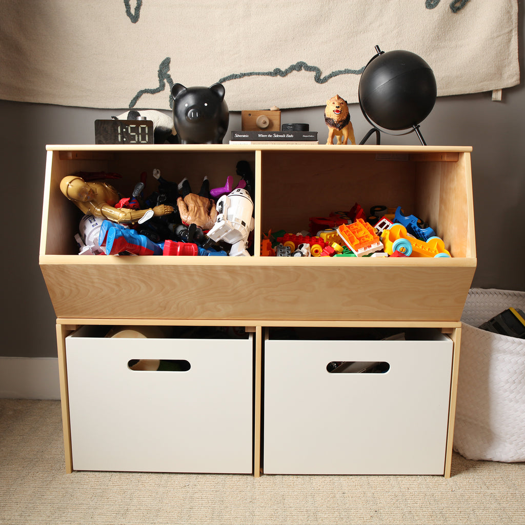 stacked toy storage for kids