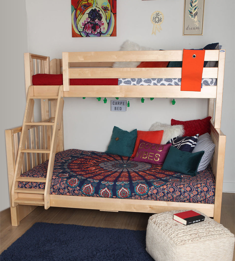 twin xl over queen bunk bed boho style teen bedroom