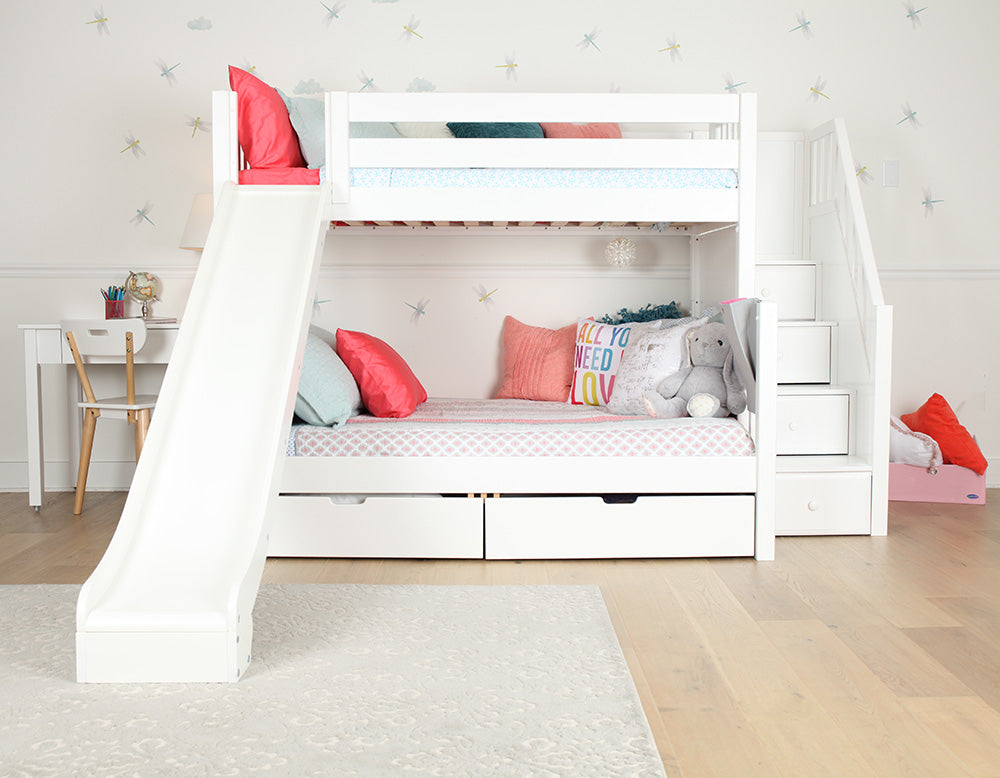 full size low loft bed with slide