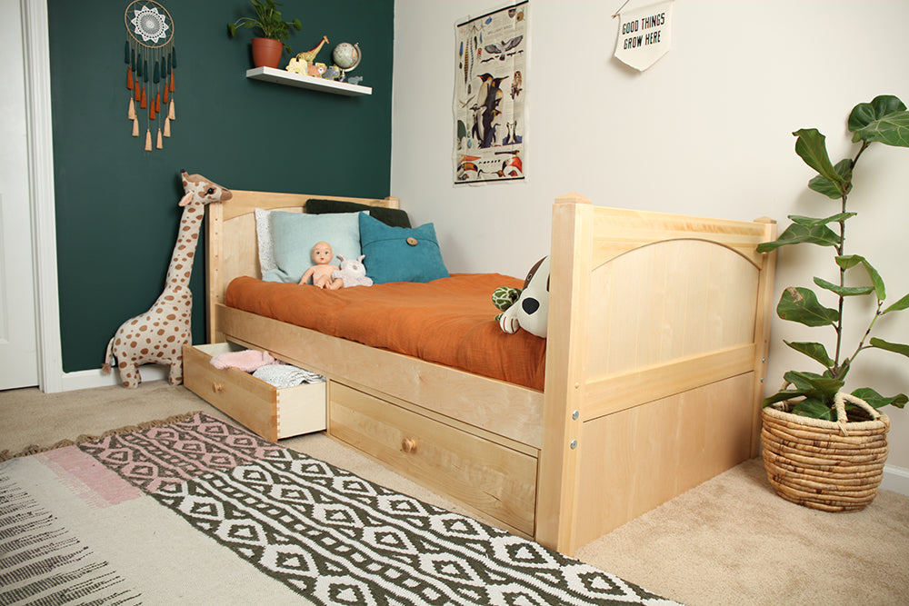 natural wood twin bed