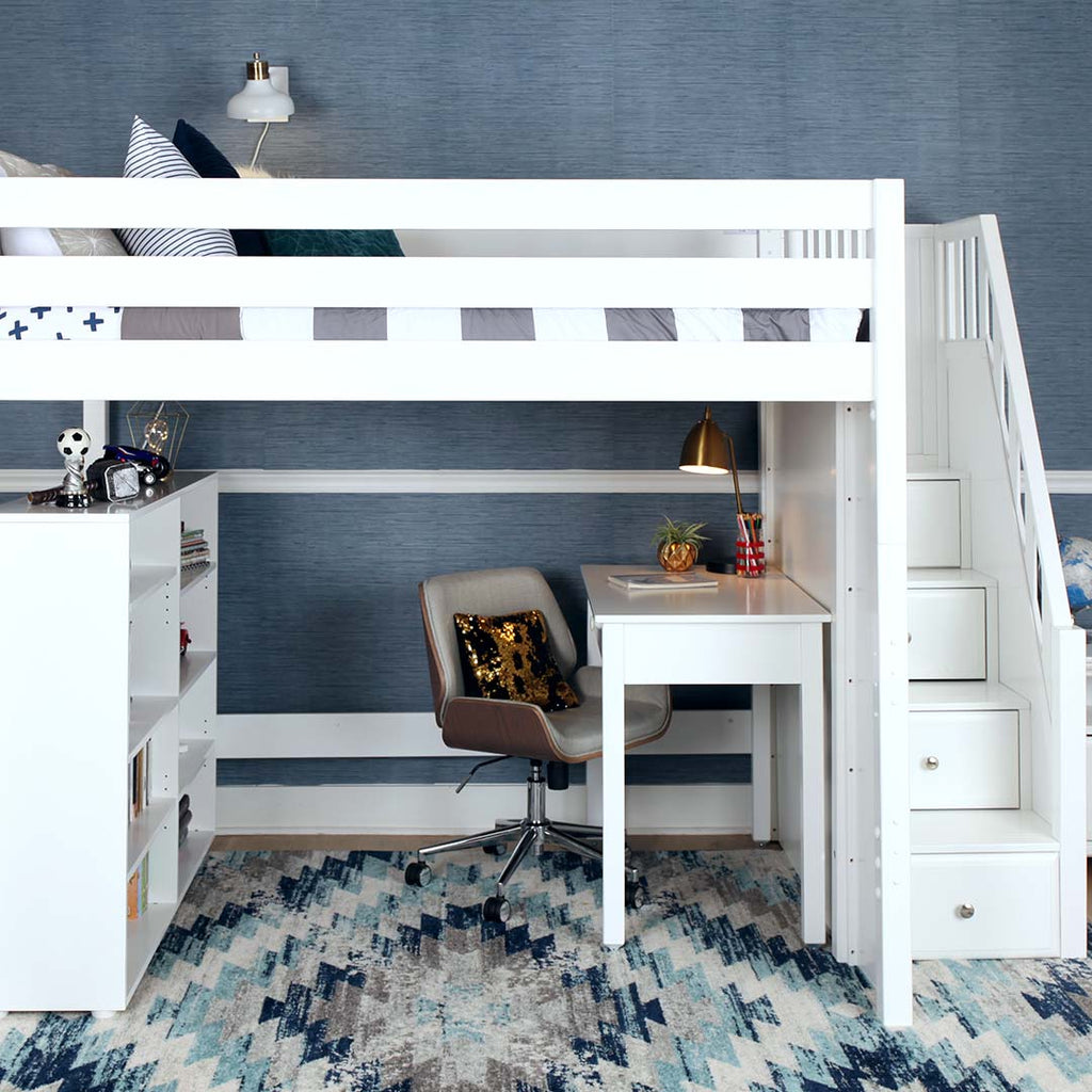 full xl loft bed with stairs