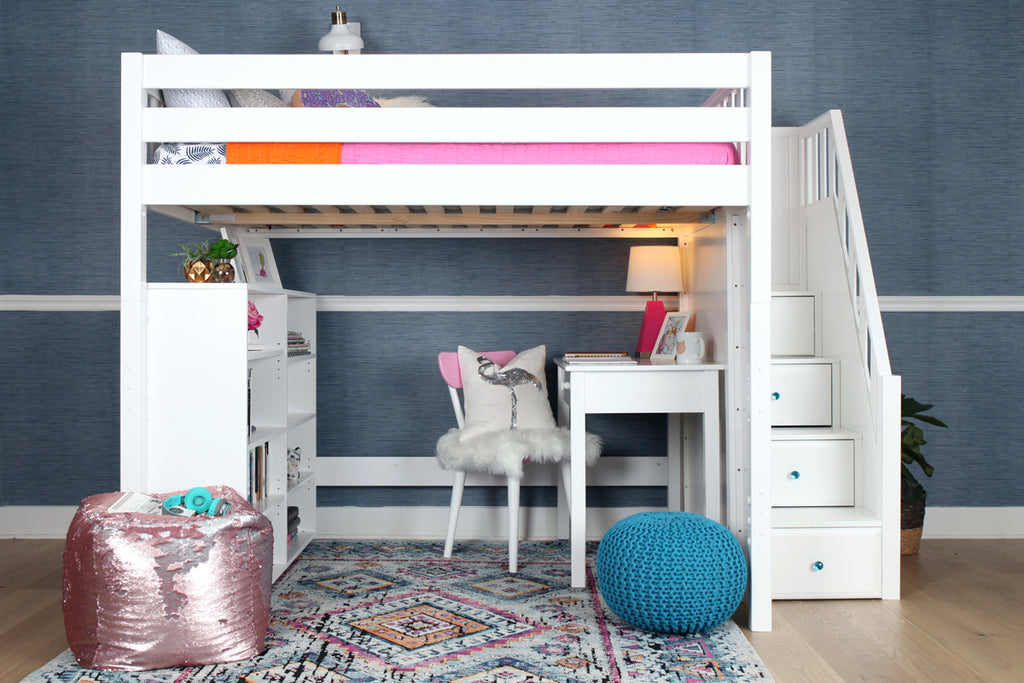 full xl loft bed with storage and desk