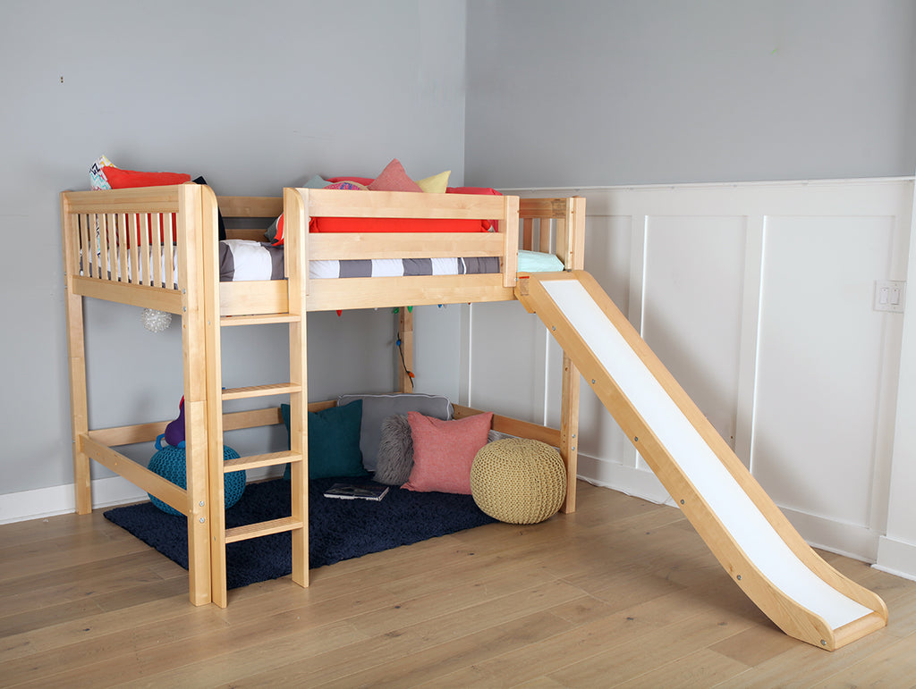 full size low loft bed with slide