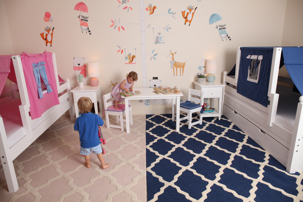 shared space between toddler beds