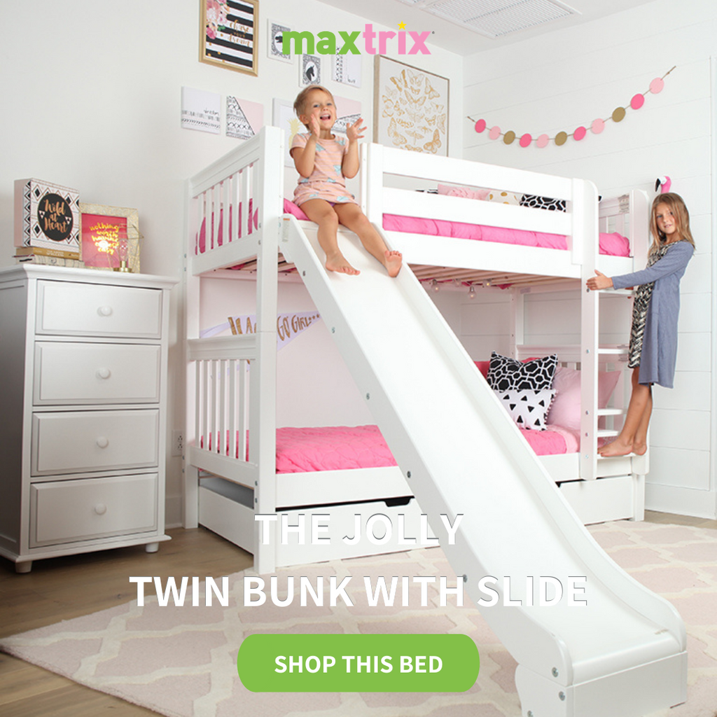 jolly twin bunk bed with slide in white