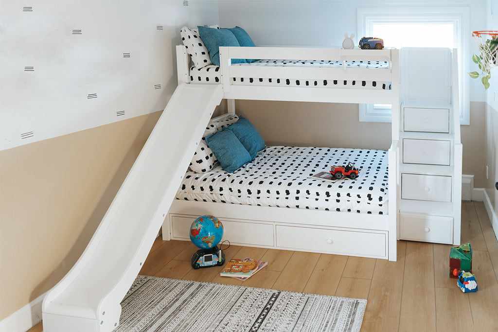 twin over full bunk bed with stairs and slide