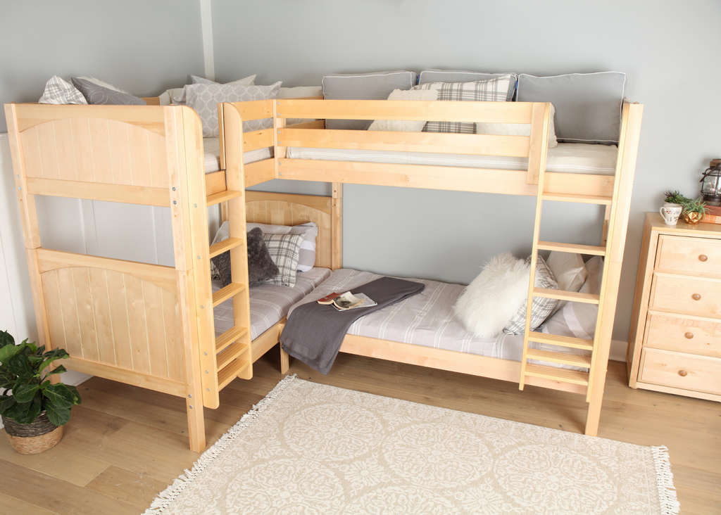 quad bunk beds with straight ladders