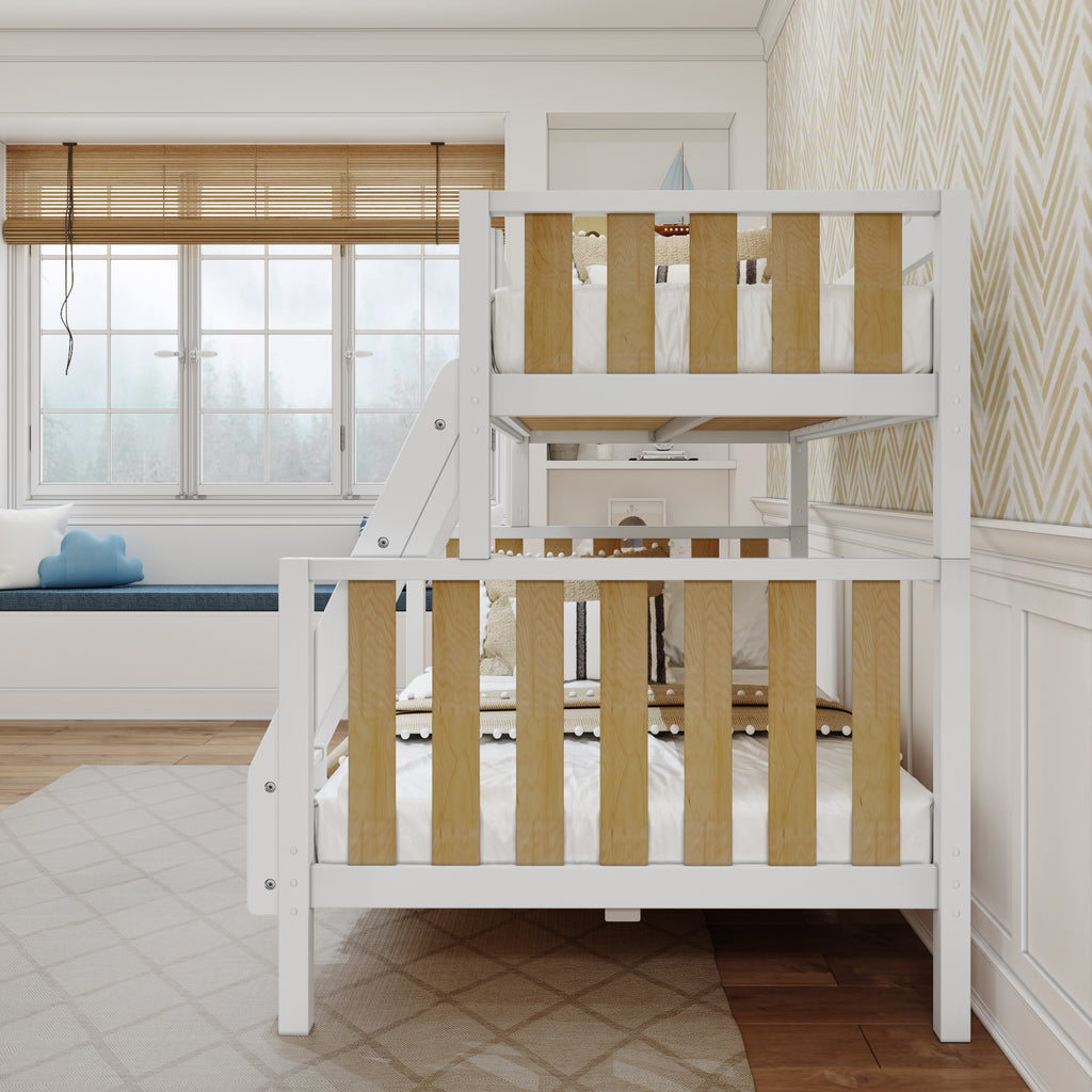 high twin over full bunk bed with modern slats