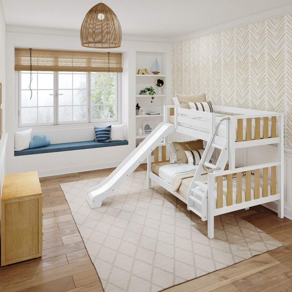 bunk bed with angle ladder and slide