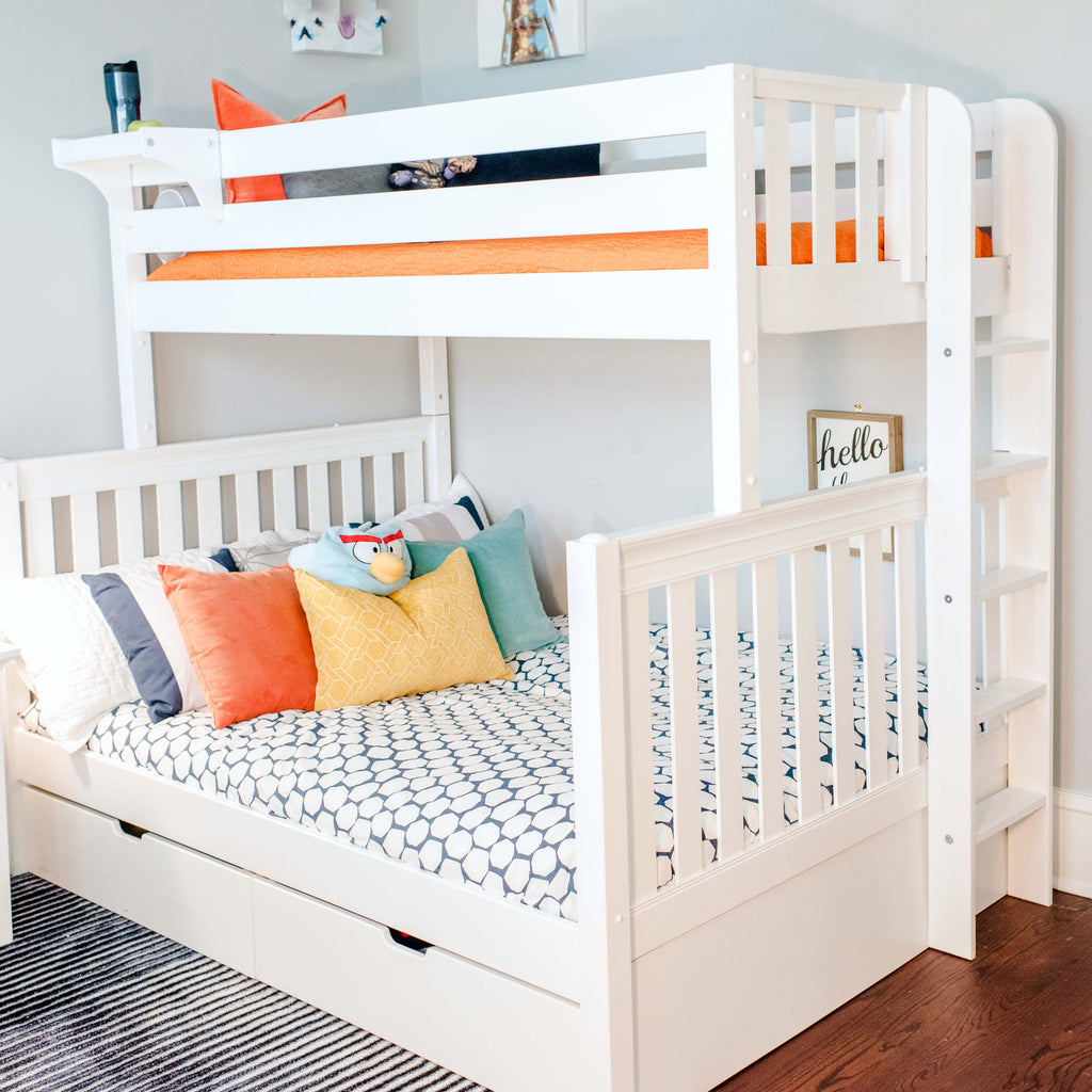 twin over full bunk bed with ladder on end