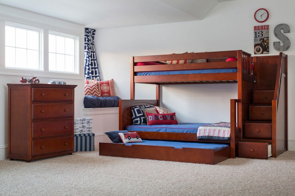 twin over full chestnut bunk bed with matching furniture 