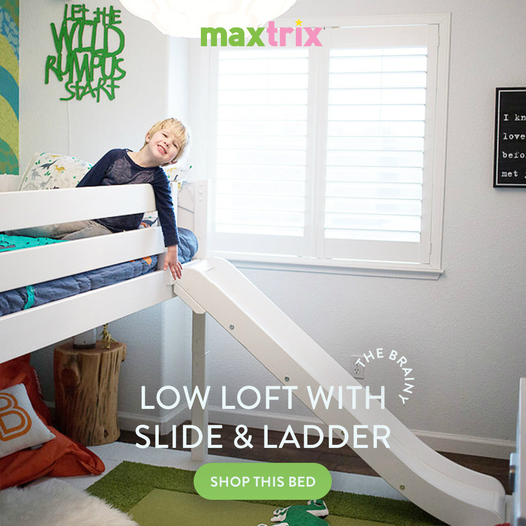 low loft bed with slide for kids rooms