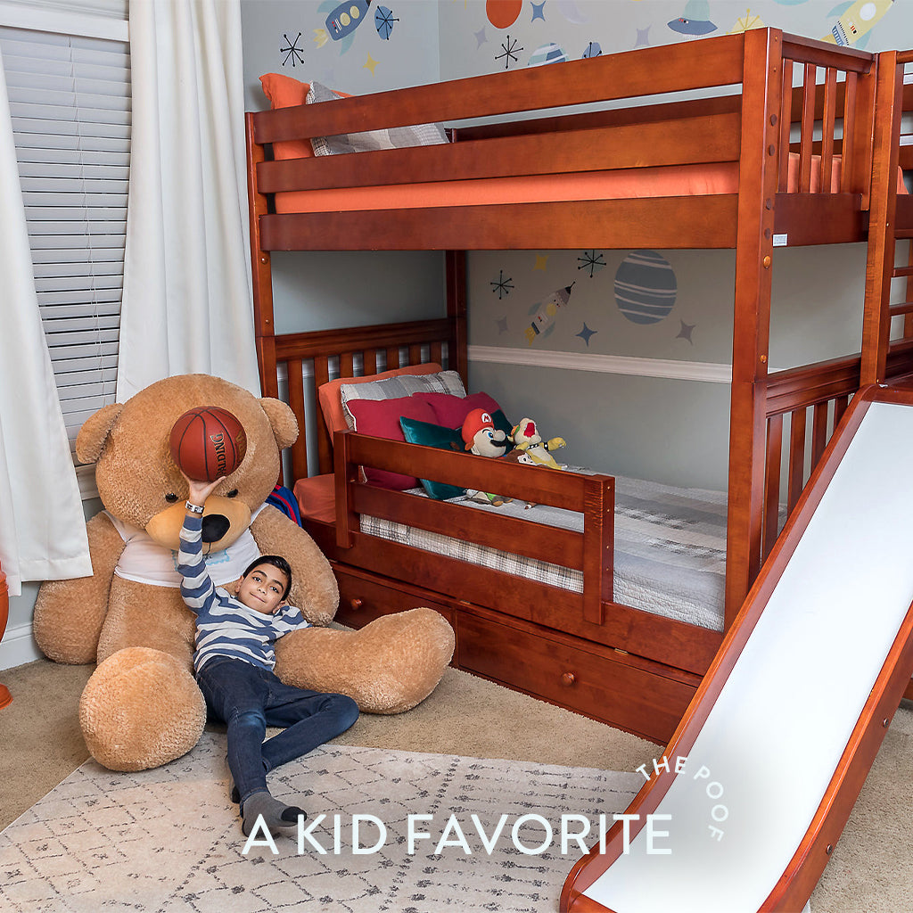 bunk bed with slide platform for kids room