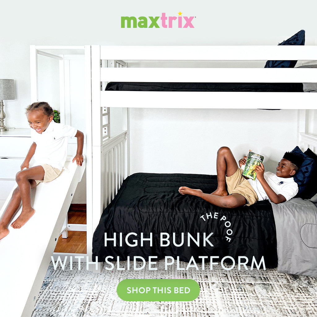 high bunk bed with slide