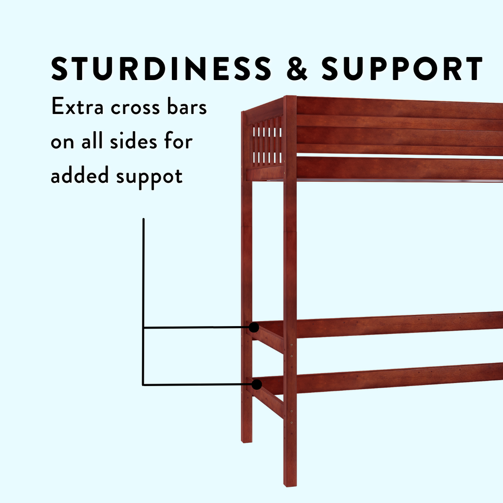 sturdy and supportive high loft bed for safe sleeping