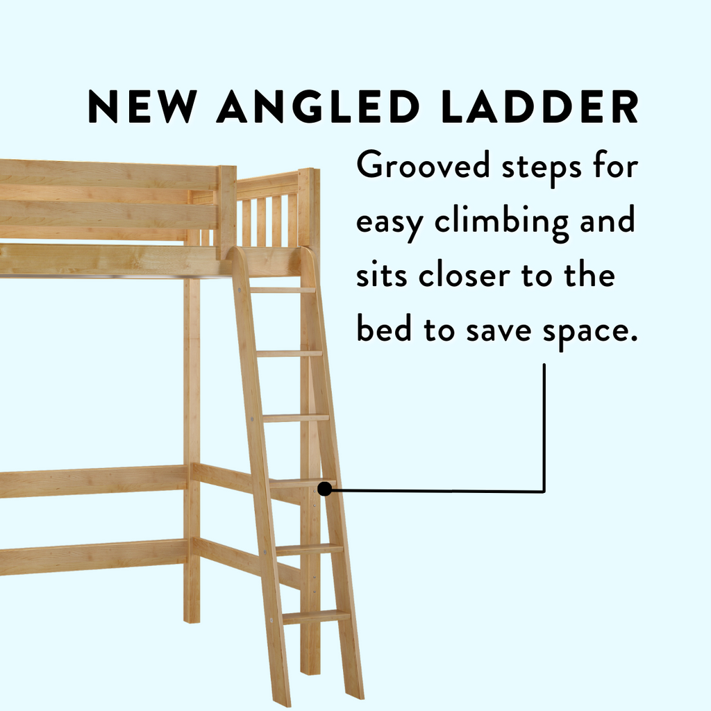 angled ladder on super high loft bed