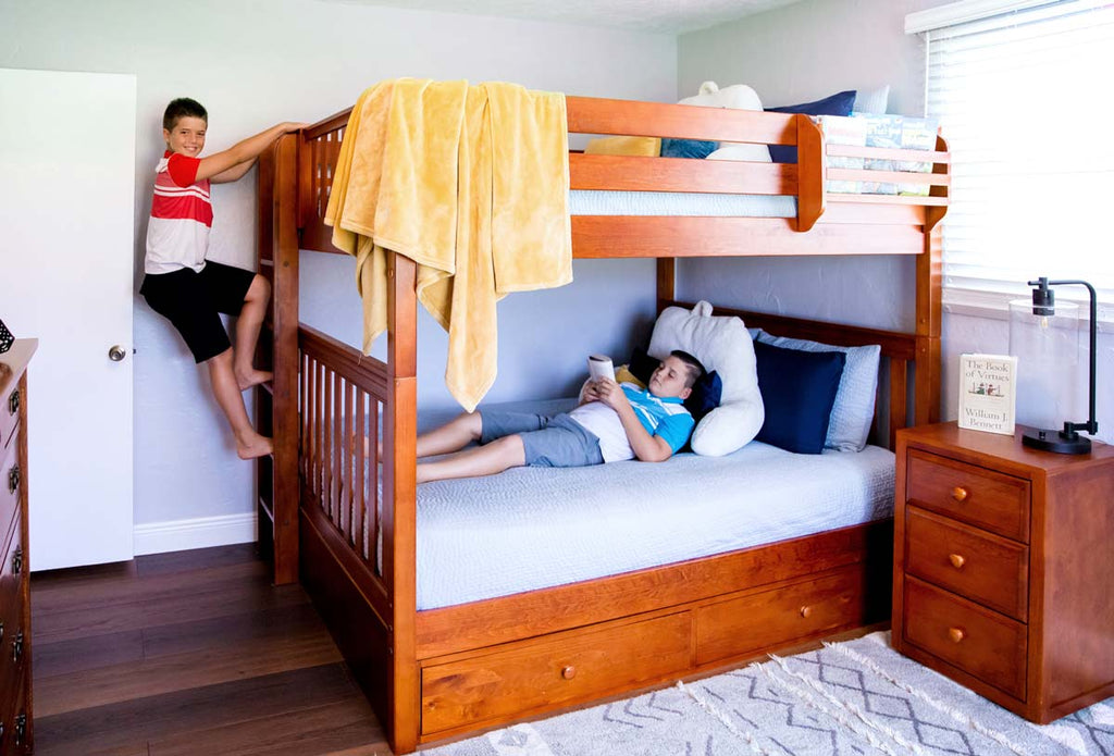 tween boys shared room bunk beds