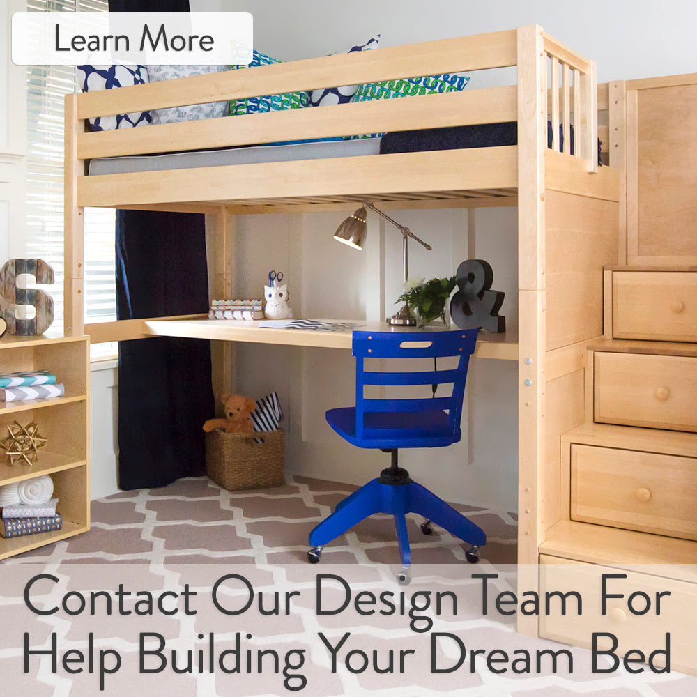 study loft bed with long desk