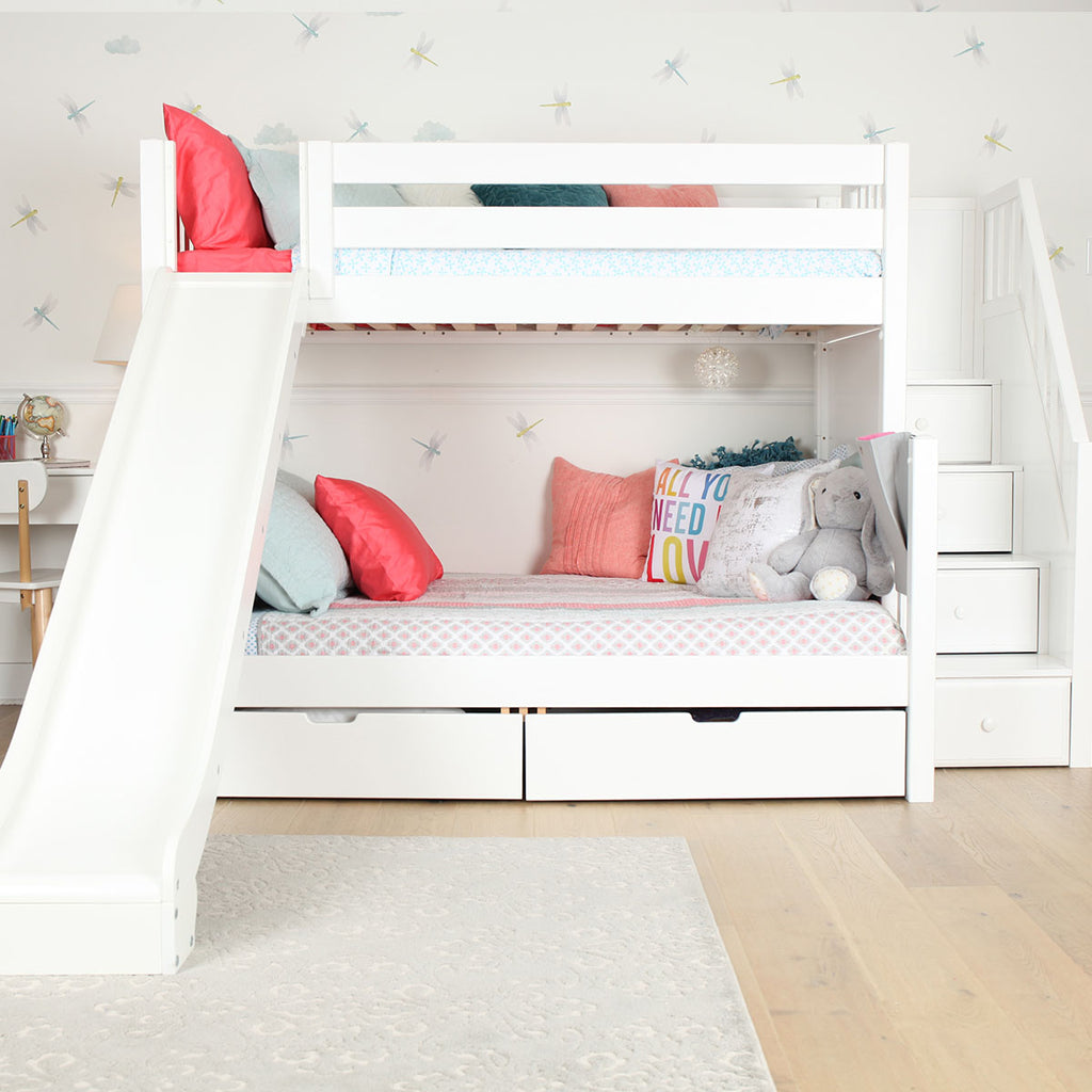 twin over full bunk bed with stairs and slide
