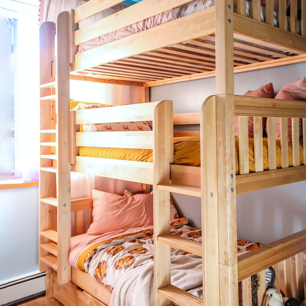 stacked triple bunk bed