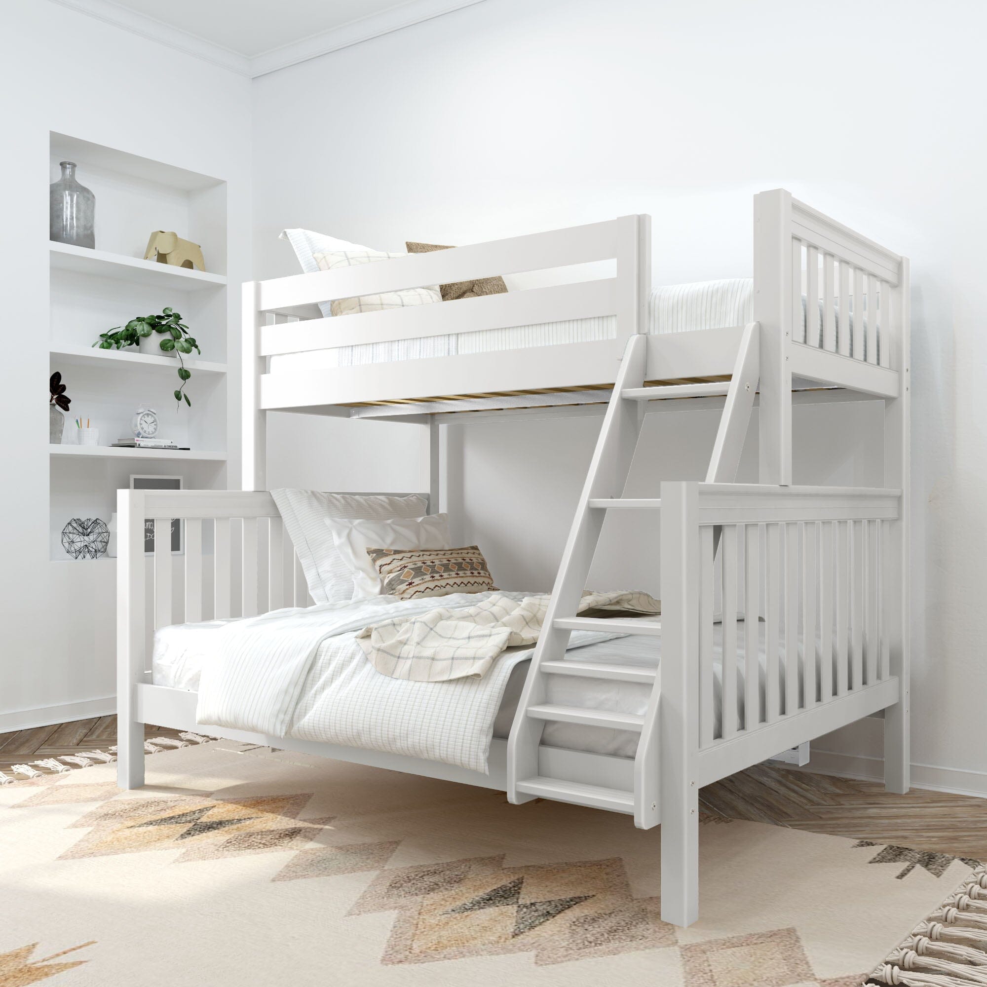 Image of Twin XL over Queen High Bunk Bed with Angled Ladder