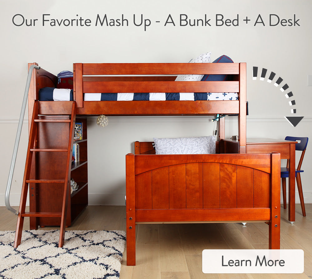 bunk bed with desk on top