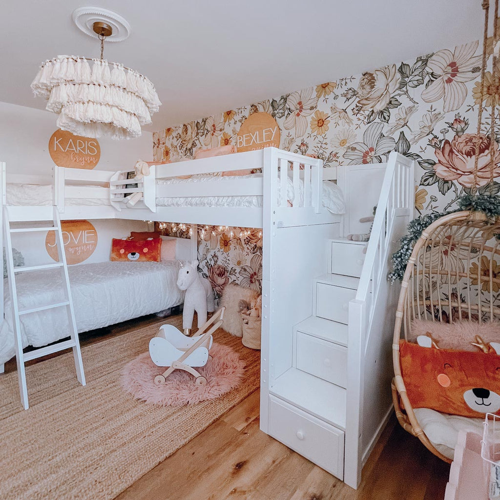 white triple bunk bed for girls room