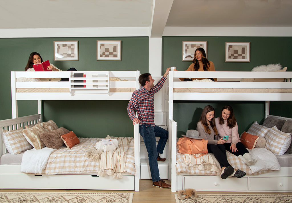 large quad bunk bed twin over queen for airbnb rental