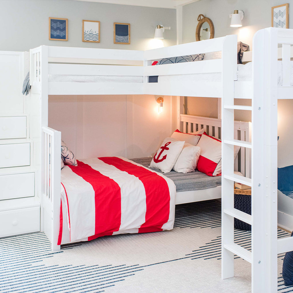 twin over queen bunk bed corner bed style