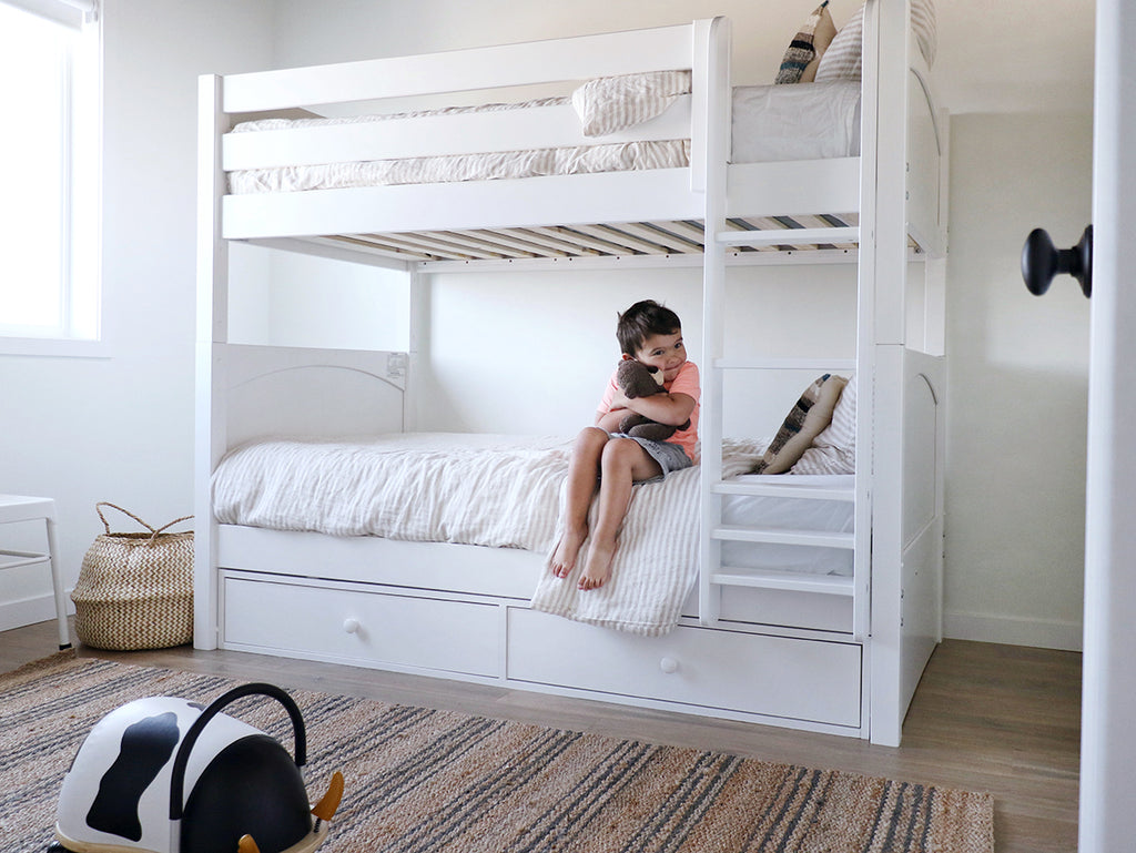 white twin bunk beds