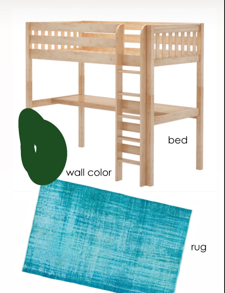 tween twin xl loft bed with desk room concept