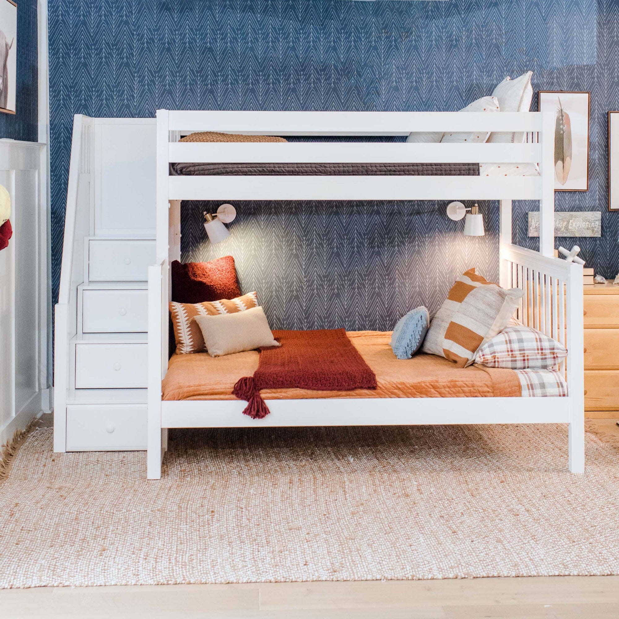 Image of High Twin XL over Queen Bunk Bed with Stairs