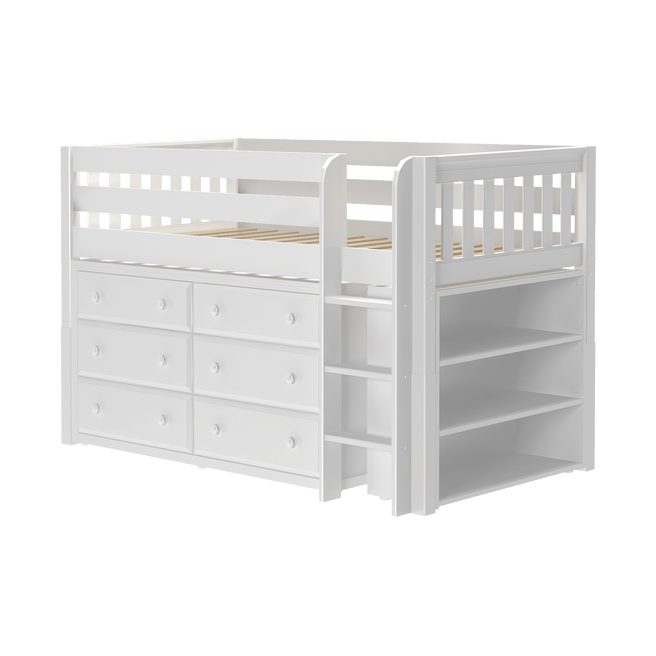 low loft bed with drawers