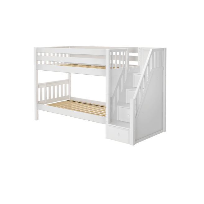 low bunk bed with stairs