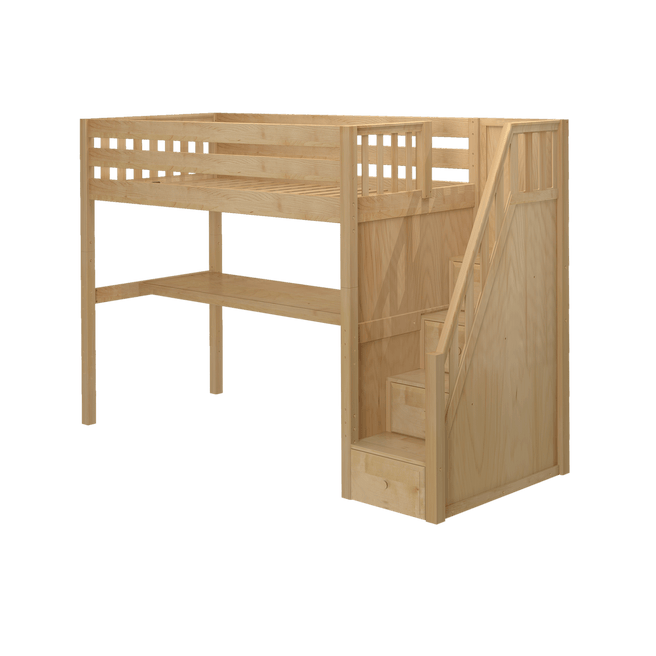 wood loft bed with stairs