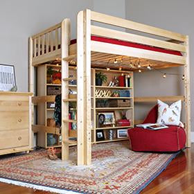 queen loft bed with stairs
