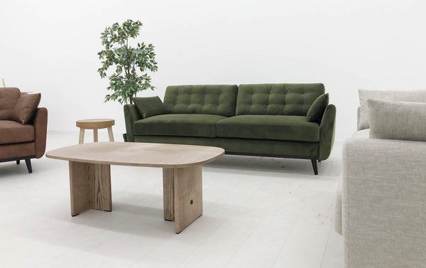 model 10 vine green velvet sofa