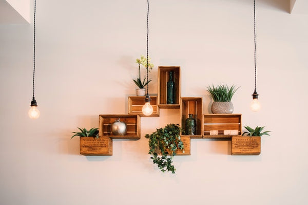 Wooden floating shelves