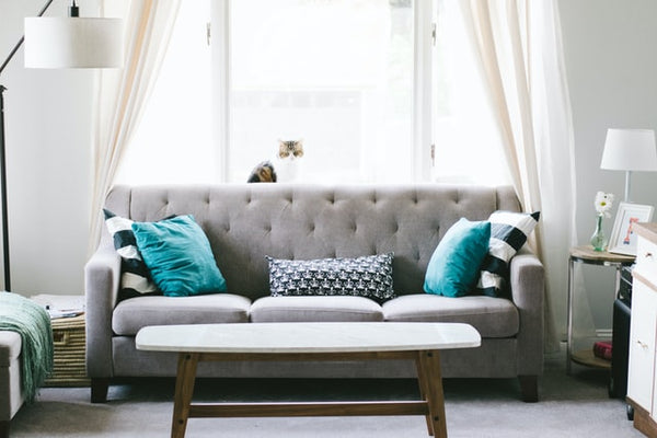 Grey sofa with tight back