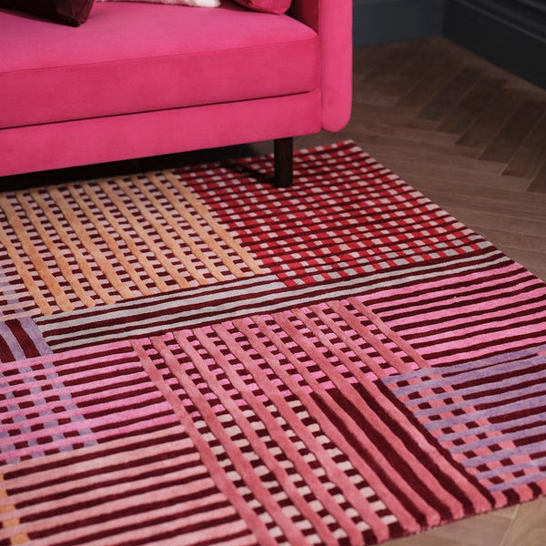 pink patterned rug