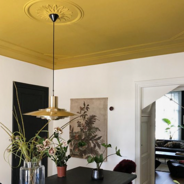 painted ceiling yellow painted ceiling bold colour interiors colourful homes colourful interiors dining room decor
