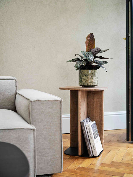 side table with book storage