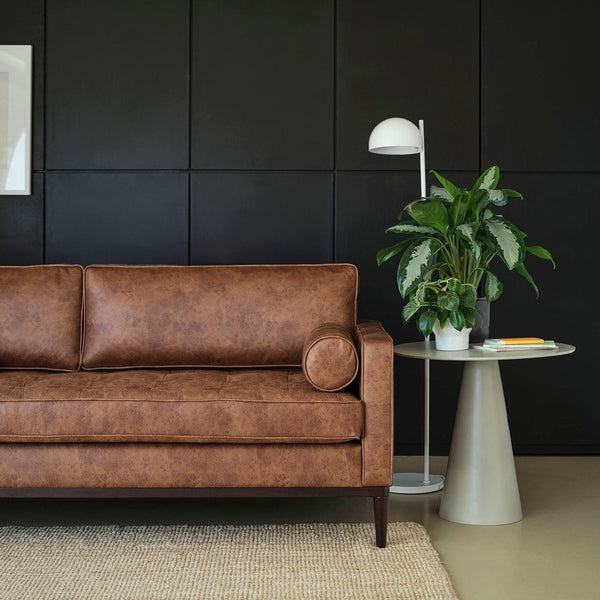 brown leather sofa