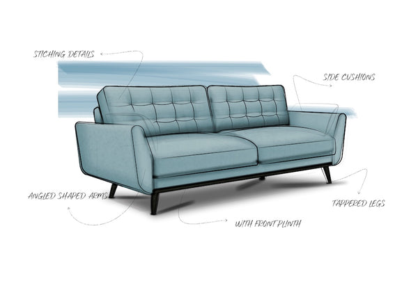 model 10 mid century style sofa design sketch