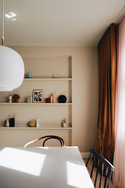 terracotta red curtains